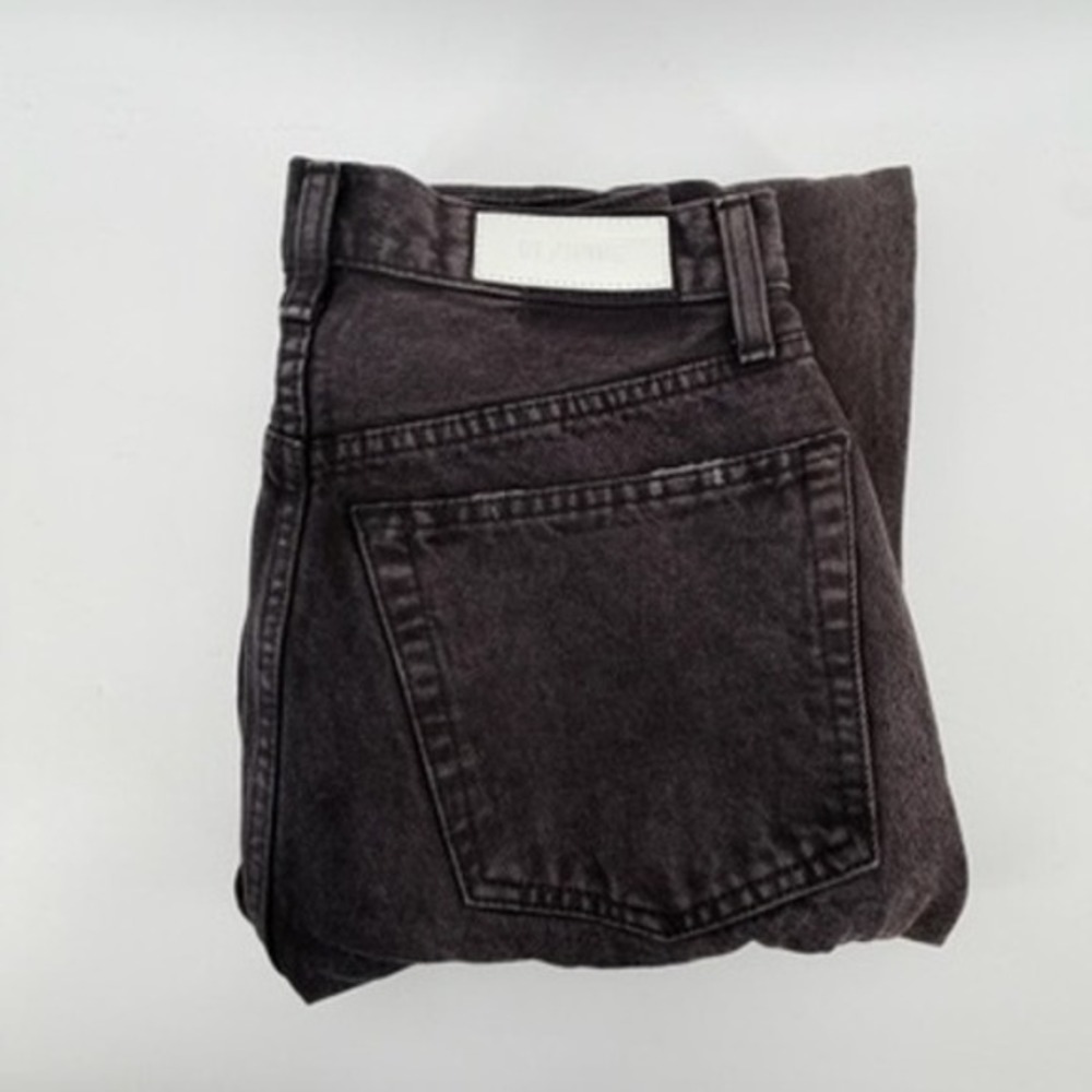 RE/DONE Womens High Rise Straight Leg Distressed Rip Jeans Faded Black Size‎ 26
